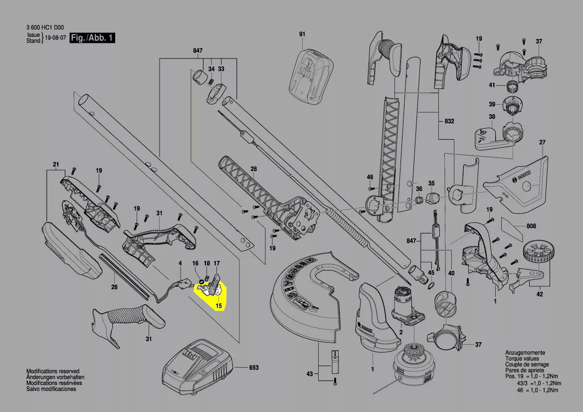 gachette commande interrupteur réf. 1 600 A01 54U Bosch